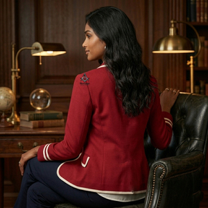 Heritage Masonic Regalia Greek Apparel Women Delta Red <b>Blazer</b> Breathable Stylish Outerwear With Single <b>Button</b> Contrast Color - Product Image 4