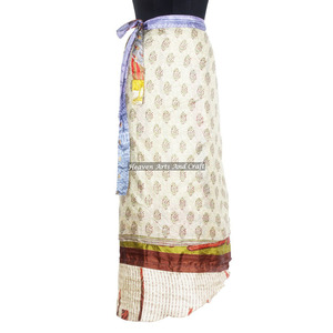 Handmade Vintage Silk Magic Reversible <b>Sarong</b> Pareo <b>Wrap</b> Skirt Tube Dress 2 Layer Reversible Magic Silk Saris <b>Wrap</b> Long Skirt - Product Image 3
