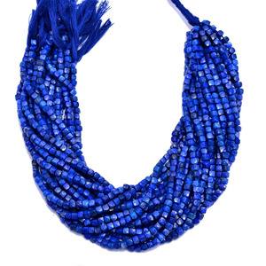 Perles de Lapis Lazuli facettées en forme de cube de 4 mm, pierres précieuses semi-précieuses bleues naturelles, perles fantaisie en boîte 3D pour la fabrication de bijoux - Product Image 3