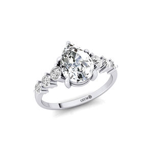 Anillo de Diamante Solitario Cultivado en Laboratorio, Corte Pera, 2 Quilates, Color D, Oro Sólido de 14K/18K, 6 Diamantes Sintéticos Amarillos, Certificado IGI - Product Image 3