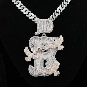 Luxury 925 Sterling Silver Moissanite Diamond Pendant <b>Iced</b> <b>Out</b> Letter Angel Wing Charm Hip Hop <b>Chain</b> Jewelry Unisex Gift Shine - Product Image 1