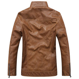Direct Factory Custom Printed Genuine Leather Winter <b>Jackets</b> Stand Collar Vintage Style Cow Skin Canvas Fabric for <b>Men</b> - Product Image 5