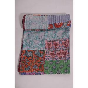 ผ้าห่มปักลายคันธาทำมือจากผ้าฝ้ายสไตล์อินเดียโบโฮ ผ้าคลุมเตียงแบบสองด้าน ของตกแต่งบ้าน - Product Image 5