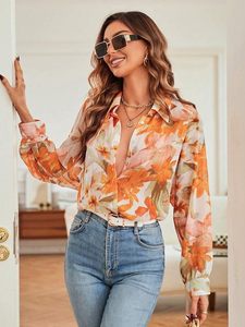 เสื้อเชิ้ตติดกระดุมลายดอกไม้สำหรับผู้หญิง |   เสื้อเชิ้ตแขนยาวน้ำหนักเบาแบบมีปก |   เสื้อเชิ้ตสไตล์ลำลองสำหรับฤดูร้อนและฤดูใบไม้ผลิ - Product Image 4