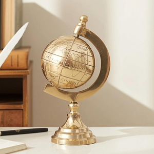 Globe décoratif en laiton fait main, finition dorée, style vintage, carte du monde, ornement de table, décoration de bureau, salle d'étude - Product Image 4
