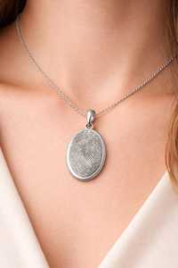 Collier pendentif personnalisé avec empreinte digitale 18x25mm en argent sterling 925, bijou commémoratif ovale gravé, breloque souvenir - Product Image 4