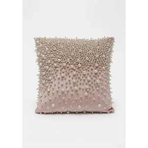 Cojín con Cuentas de Perlas Rosa Pálido con Diseño en Cascada |   Elegante Cojín Decorativo Cuadrado para Sofá de Lujo y Decoración de Dormitorio - Product Image 3