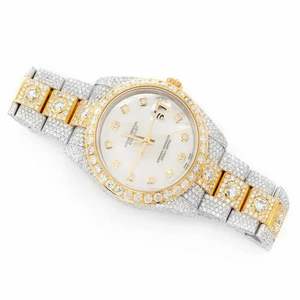 Luxury Iced Out Moissanite Watch for Men Two Tone Stainless Steel VVS Diamond Look <b>Automatic</b> Hip Hop - Product Image 2