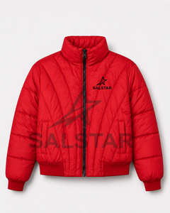 Chaqueta acolchada roja para mujer, chaqueta bomber acolchada de invierno, muy cálida, ligera, a la moda, para exteriores, estilo crop top - Product Image 3