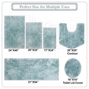 Tapis de bain moderne tufté rectangulaire, couleur unie, microfibre épaisse, dos antidérapant en caoutchouc, pour usage domestique - Product Image 2