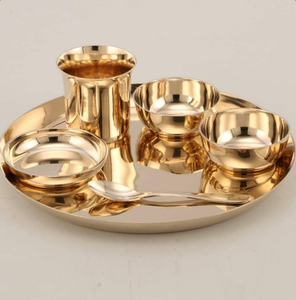 Dinnerware Contemporary Rounded Brass Metal Thali <b>Set</b> for Hotel Dining Services Handmade Durable Multiple <b>Serving</b> Foods - Product Image 3