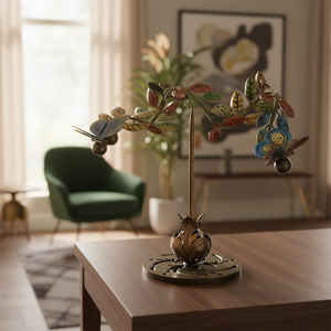 Escultura de Hierro Rústica de Alta Calidad con Diseño Floral y de Hojas, Hecha a Mano, para Decoración del Hogar u Oficina, Pilar de Equilibrio, Decoración para Bodas - Product Image 3