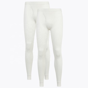 Leggings pour hommes en gros, longueur intégrale, blancs, en coton et élasthanne, taille élastique, respirants, couleur unie, pantalons de compression - Product Image 1