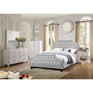 Letto matrimoniale imbottito grigio - Product Image 2