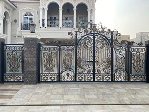 Portail de villa élégant en fer forgé avec un design orné, finition peinte, forme rectangulaire, portails de clôture pour entrée de propriété - Product Image 2