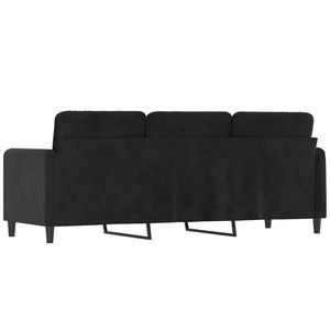 Sofá de 3 Plazas en Terciopelo Negro, Metal y Textilene con Espuma Resistente, Mueble Grande para Sala de Estar - Product Image 5
