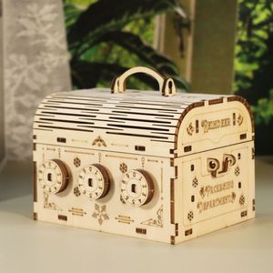 Puzzle 3D in Legno a Forma di Scatola del Tesoro da Costruire, Kit Fai-da-Te per Regali di Natale per Bambini - Product Image 1