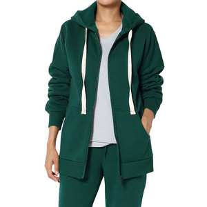 Sudadera con Capucha Corta Bordada al por Mayor con Forro y Cierre de Cordón Sólido para Mujer, Estilo Otoño-Invierno - Product Image 1