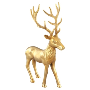 Estatua de Reno Dorada Contemporánea - Lujosa Figura Decorativa de Reno Navideño con Textura de Piel Detallada para Decoración - Product Image 1