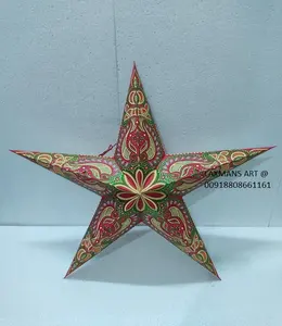 圣诞纸星灯笼热卖豪华装饰圣诞印刷纸星灯/灯笼从印度批发