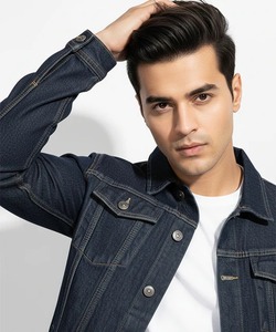 Veste en jean pour hommes, coupe personnalisée, avec logo, style vintage, fabrication OEM en gros - Product Image 6