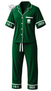 Conjunto informal de pijama personalizado de la hermandad Iota Phi Lambda, corte holgado, logotipo bordado, ropa informal para todas las estaciones - Product Image 1