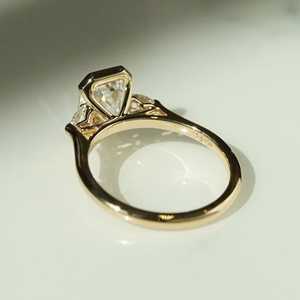 Lab Grown 2.02CT Emerald Cut Diamond Three Stone <b>Ring</b> for Women's 14K Solid Gold Fine Wedding Surprise Gift for Girlfriend - Product Image 3