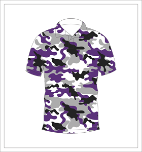 Mens Purple Camo Polo Shirt Short Sleeve Printed Casual Summer Golf T Shirt - Product Image 1