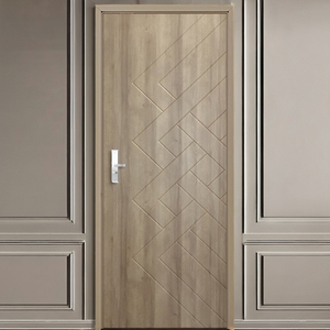 Porte d'entrée en MDF au design moderne Film PVC de haute qualité Ouverture par poussée et traction Plusieurs tailles Surface finie pour appartements Fabriqué au Vietnam - Product Image 1