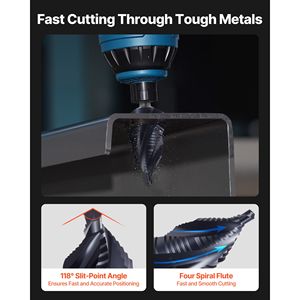Punta da trapano multiuso in acciaio cobalto ad alta velocità da 3/16 1-3/8 pollici con rivestimento TiAlN, quattro scanalature a spirale e codolo triangolare - Product Image 3