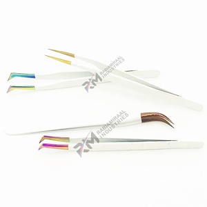 Pinces à cils en acier inoxydable avec revêtement en poudre blanche RMI, pointes colorées au plasma, outils de précision pour extensions de cils - Product Image 6