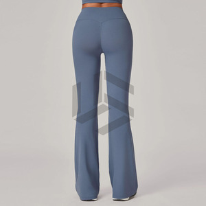 Custom logo EU Size Women's Yoga Gym <b>Flared</b> Pants High-Waisted Scrunched Butt Fitness <b>Leggings</b> Quick Dry Trousers - Product Image 5