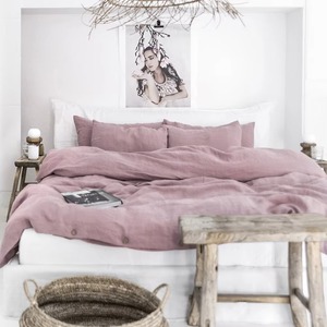 Eco-friendly Linen Sheets Nature Pure Linen <b>Ruffle</b> <b>Bedding</b> Set for Home Hotel - Product Image 6