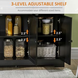 Handmade Modern Black <b>Sideboard</b> Cabinet for Dining Living Room <b>Kitchen</b> with Cupboards Drawers Shelves Buffet Storage Solution - Product Image 5