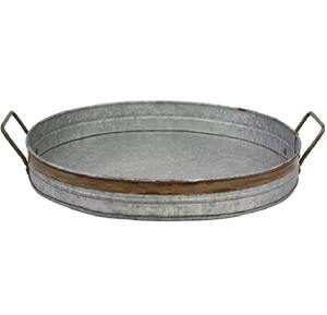 Bandeja rústica galvanizada ideal para servir comida en cocinas de estilo rústico, bandeja de metal galvanizado duradera perfecta para restaurantes y cafeterías. - Product Image 1
