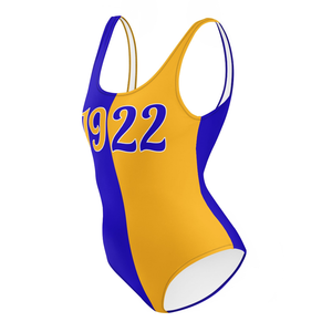 Maillot de bain une pièce bicolore Sigma Gamma Rho 1922 pour femme, bleu et or, extensible, coupe athlétique, élégant - Product Image 1