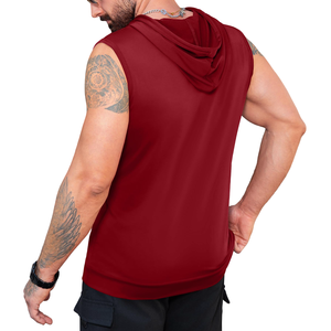 Camisetas con capucha sin mangas de algodón mezclado para hombre, personalizadas con logo, para entrenamiento, culturismo, ajuste largo, básicas, para gimnasio. - Product Image 6