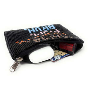 Porte-monnaie miniature personnalisé avec fermeture éclair, broderie perlée faite à la main, écologique, durable, unisexe, citation amusante pour maman, compact et tendance - Product Image 2