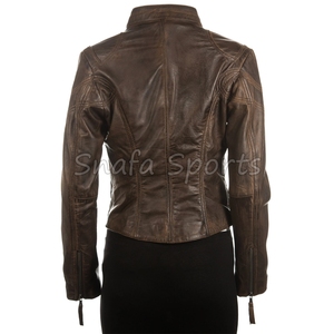 Chaqueta de Cuero de Diseño Personalizado Hecha a Mano para Mujer, Chaquetas de Estilo Biker de Alta Calidad con Flecos de Inspiración Occidental - Product Image 4
