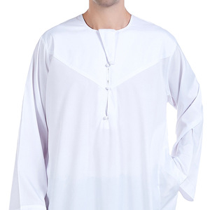 Premium <b>Men's</b> <b>Thobe</b> Wholesale White Jubba Custom Logo OEM ODM Factory Supplier Middle East Style Round Neck Loose Fit <b>Thobe</b> - Product Image 4