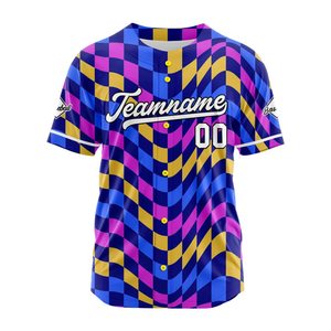 Camiseta de Béisbol Sublimada Personalizada Unisex de Manga Corta con Patrón a Cuadros, Nombre del Equipo 00, Secado Rápido, Poliéster, para Adultos, Todas las Temporadas - Product Image 1