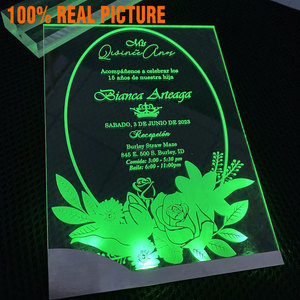 Tarjetas de Invitación de Boda Personalizadas con Luz LED Recargable, Tarjetas de Invitación Acrílicas con Logotipo, Fábrica OEM - Product Image 2