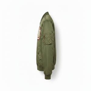 Chaqueta Bomber Verde Oliva para Hombre con Logotipo Bordado, Cierre de Cremallera, Cuello Camisero, Ropa Casual de Otoño - Product Image 4