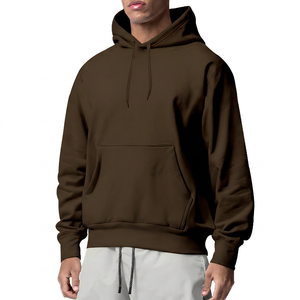 Sudadera con Capucha Azul Marino para Hombre, Corte Holgado, Color Sólido, Forro Polar de Poliéster/Algodón, Antiarrugas, Estilo Casual Urbano, con Bolsillos, para Otoño - Product Image 3