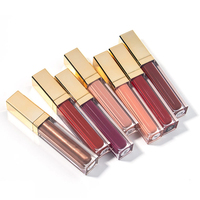 Gloss à lèvres minéral waterproof haute pigmentation, non-collant, 12 teintes, tube carré doré, longue tenue, personnalisable OEM/ODM, rouge à lèvres liquide