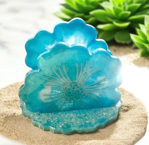 Fabricación de cajas de pañuelos de resina epoxi en India, soporte para pañuelos con diseño floral, piezas decorativas para mesa de comedor - Product Image 1