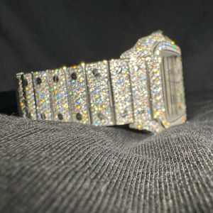 Montre de luxe en quartz pour homme avec diamant Moissanite, design personnalisé, bijoux Hip Hop pour rappeurs, cadran en verre en acier inoxydable, achat en gros - Product Image 1