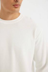 Sudadera Digital Blanca con Forro Polar Tipo Waffle, Manga Larga, para Hombre, Mezcla de Algodón y Poliéster, Transpirable, Cuello Redondo, Estilo Pullover, Corte Regular - Product Image 4