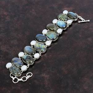 Labradorite Moonstone Bracelet Handmade 925 Sterling Silver Art Deco Gemstone Bracelet Gift For Women Elegant - Product Image 2