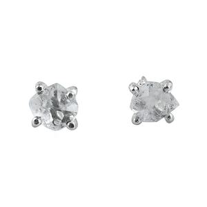 Boucles d'oreilles en argent sterling 925 Herkimer Rough Stud Boucles d'oreilles romantiques à la mode pour les fiançailles d'anniversaire de mariage pour les femmes. - Product Image 2
